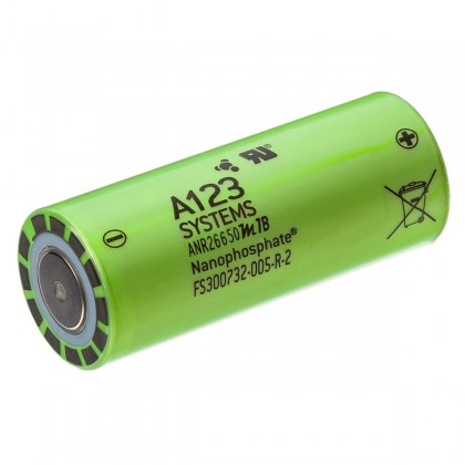 A123 SYSTEMS Rechargeable Battery LifePO4 26650 3.3V 2500mAh (Unit)