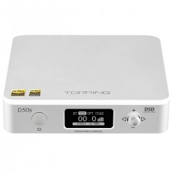 TOPPING D50S DAC 2x ES9038Q2M XMOS U208 Bluetooth 5.0 LDAC 32bit 768kHz DSD512 Silver