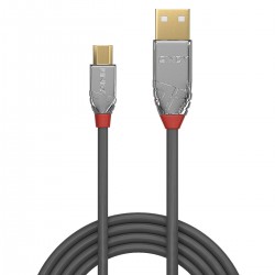 LINDY CROMO LINE Câble USB-A Mâle vers Micro USB-B Mâle 2.0 Plaqué Or 3m