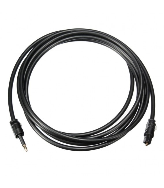 Câble optique audio numérique Toslink vers mini Toslink 3,5 mm Adopte un connecteur plaqué or 24 carats 2 m Noir 