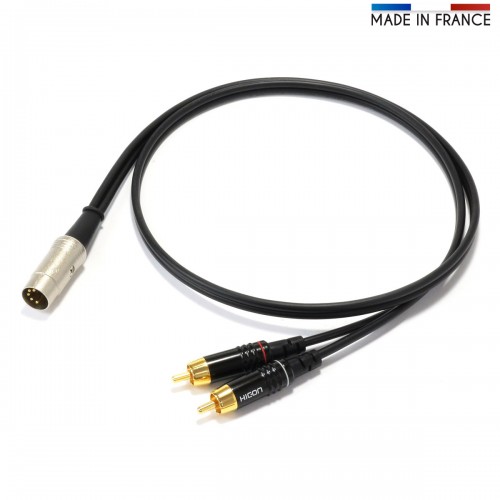 Audiophonics - Câble RCA Mono Mâle vers Jack 3.5mm Mono Mâle Cuivre Argent  Plaqué Or 1.5m