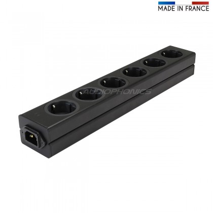 AUDIOPHONICS Aluminium Power distributor 6 Schuko plugs Black