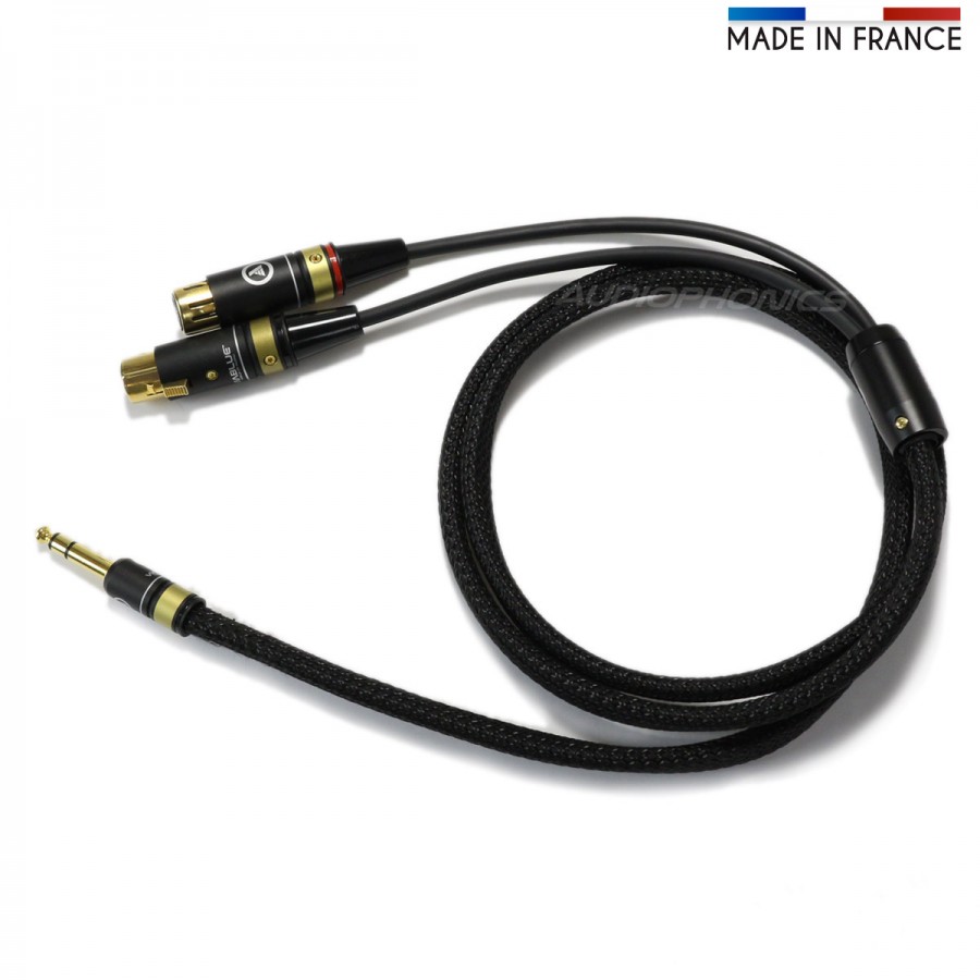 Câble RCA Mono Mâle vers Jack 3.5mm Mono Mâle Cuivre Argent Plaqué Or 1.5m  - Audiophonics