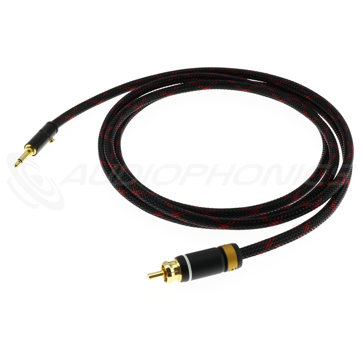 Câble RCA Mono Mâle vers Jack 3.5mm Mono Mâle Cuivre Argent Plaqué Or 1.5m  - Audiophonics