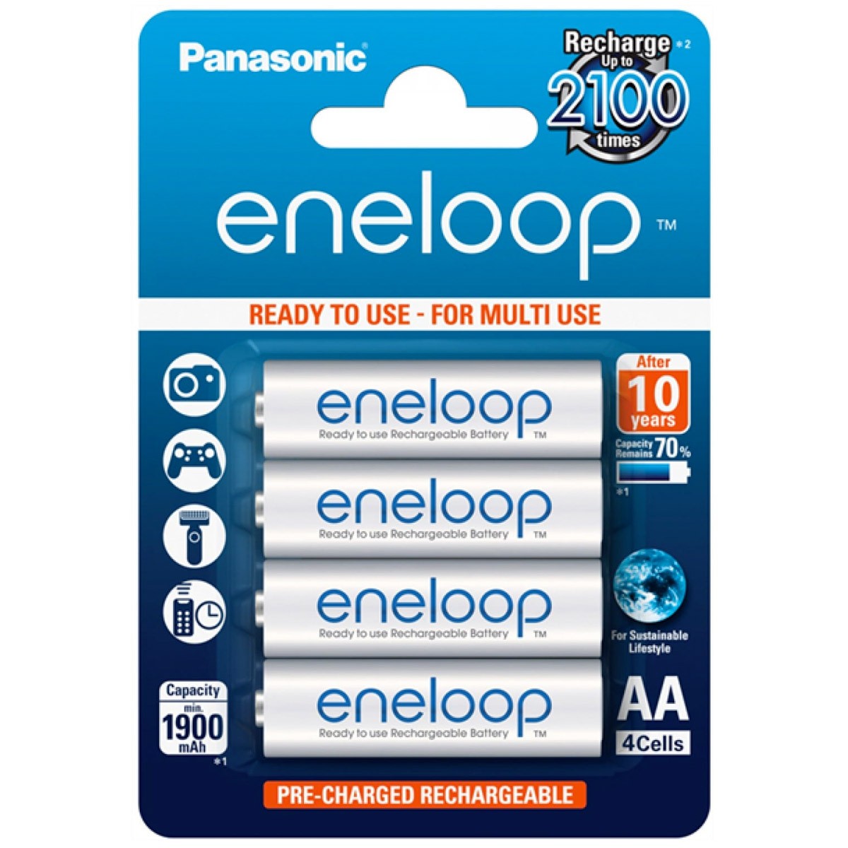 PANASONIC ENELOOP NiMh AA Accumulateurs 1.2V 1900mAh (Set x4)