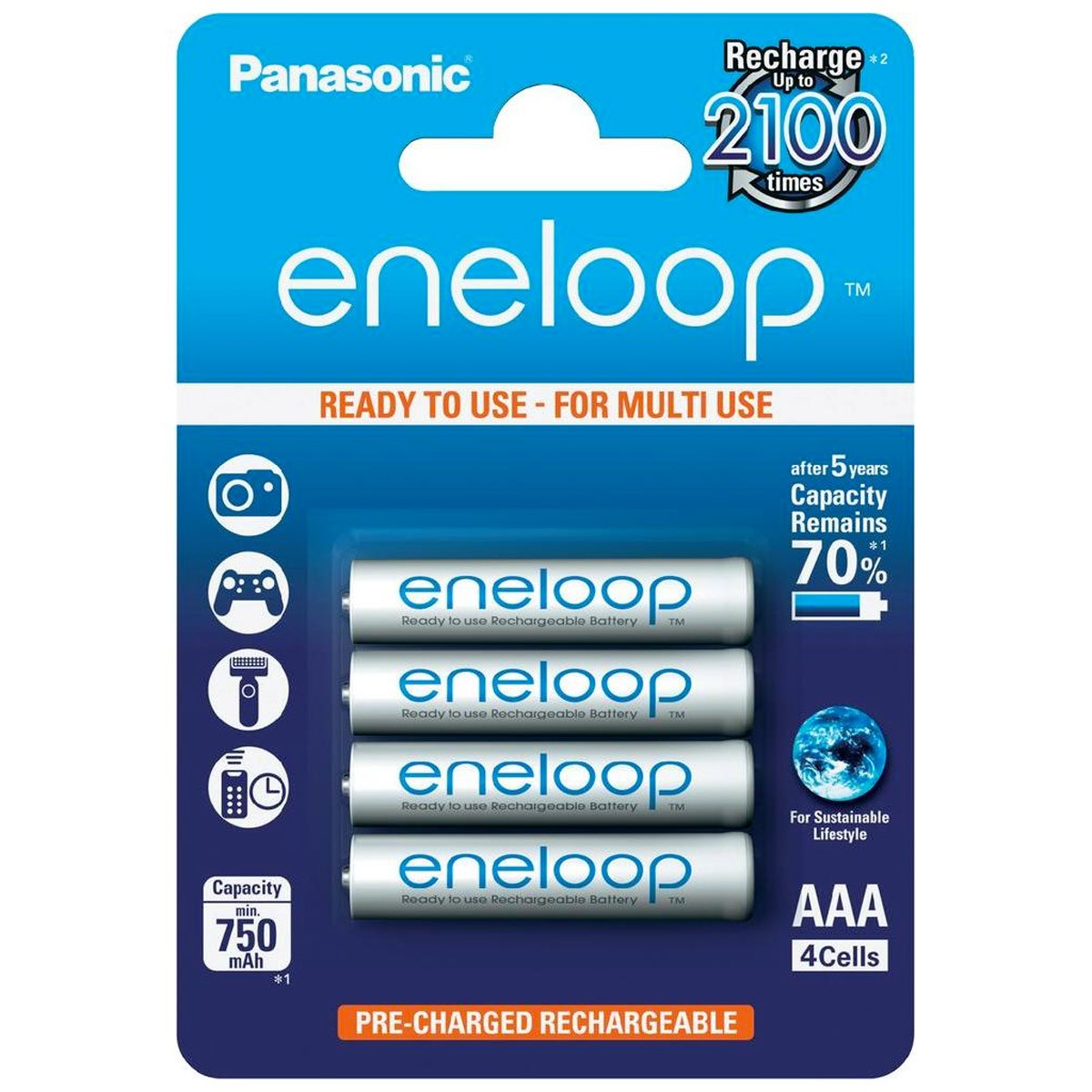 PANASONIC ENELOOP NiMh AAA Accumulateurs 1.2V 750mAh (Set x4)