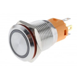 LB Aluminium Bistable switch with white light 250V Ø16mm Silver
