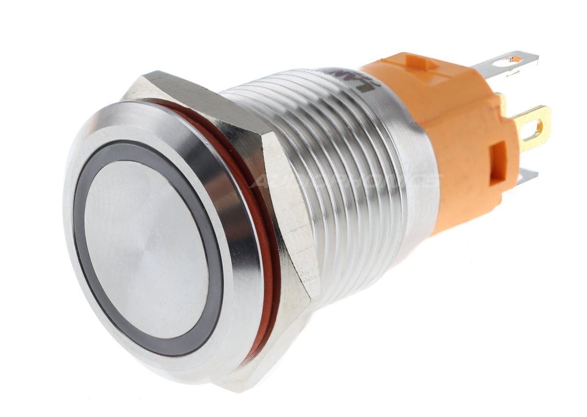 LB Aluminium Bistable switch with white light 250V Ø16mm Silver