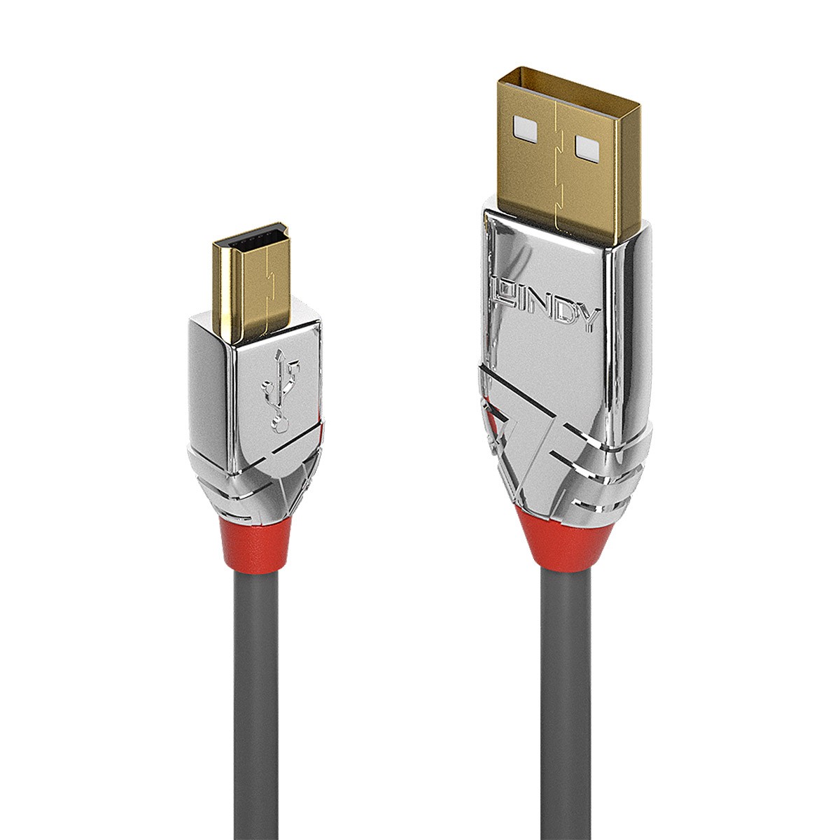 LINDY CROMO LINE Câble USB-A Mâle vers Mini USB-B Mâle 2.0 Plaqué Or 2m