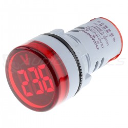 Afficheur de Tension Voltmètre à LED Rouge 60-500VAC Ø22mm