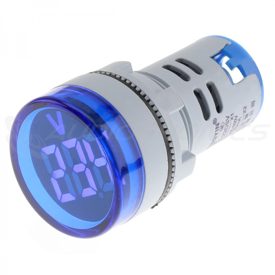 Afficheur de Tension Voltmètre à LED Bleu 60-500VAC Ø22mm - Audiophonics