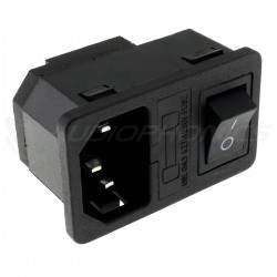 IEC C14 Plug with ON-OFF Toggle Switch and Fuse 250V 10A Black