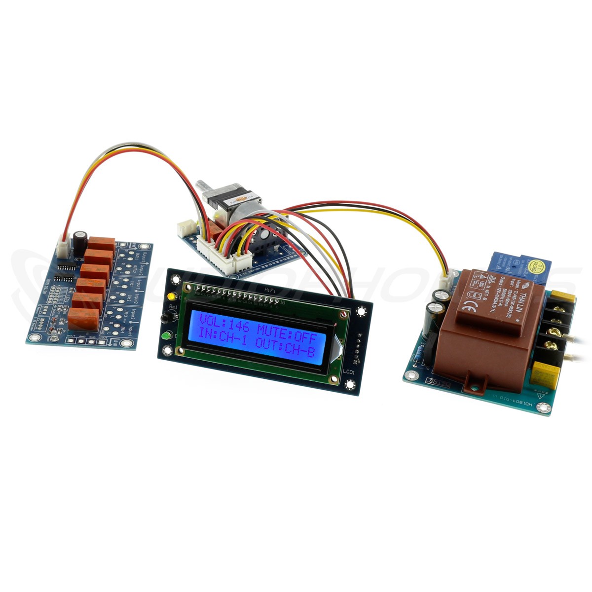 Input Selector Volume Control Module with LCD Screen and Remote Control
