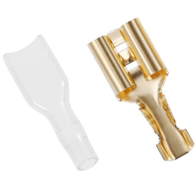 Insulated Female Blade Terminal Gold Plated 6.3mm Ø3mm (x10)