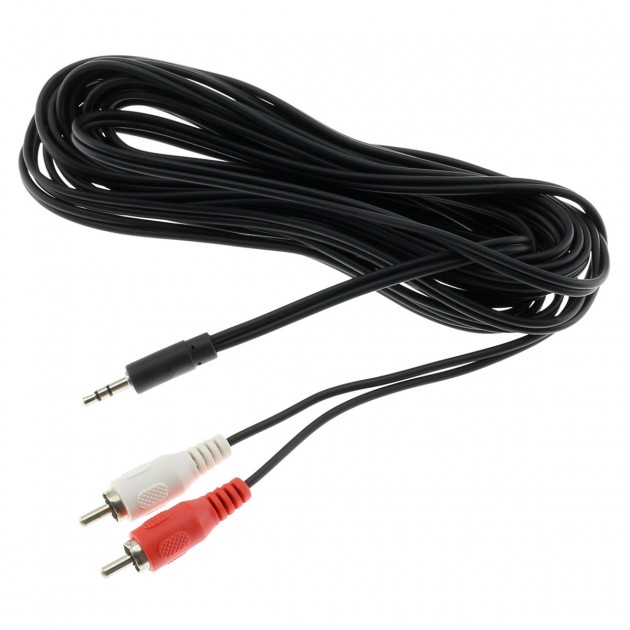 ecabo Câble stéréo jack 3,5mm à deux fiches RCA 1,5m – fiche RCA (rouge/ blanc) à jack 3,5mm – Câble en Y – noir – pour Hi-Fi, système stéréo,  récepteurs, équipement audio 