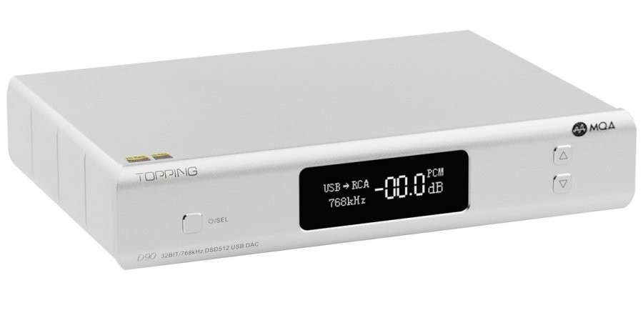 TOPPING D90 MQA DAC Symétrique AK4499 XMOS XU216 I2S 32bit 768kHz DSD512 Bluetooth 5.0 Argent