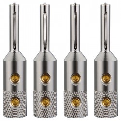 VIBORG VB401S Fiches Banane Cuivre Pur Plaqué Argent Ø4mm (Set x4)