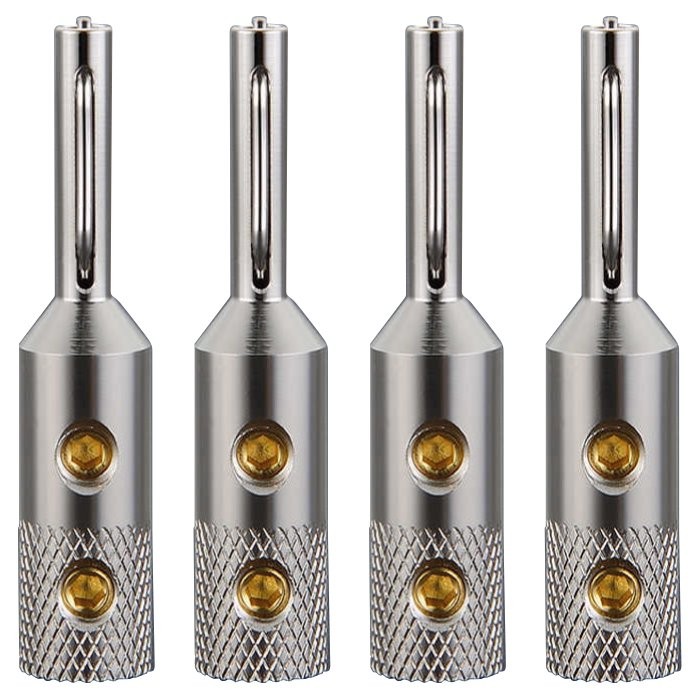 VIBORG VB401S Fiches Banane Cuivre Pur Plaqué Argent Ø4mm (Set x4)