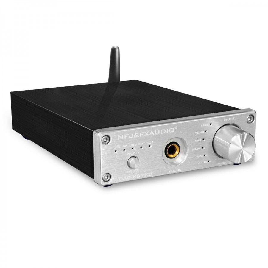 Audiophonics FX AUDIO DAC X6 MKII DAC Headphone Amplifier Bluetooth 5.0 aptX ES9018 QCC3008 24bit 192kHz Silver
