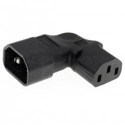 Adaptateur Connecteur Secteur IEC C14 vers IEC C13 Coudé Plat