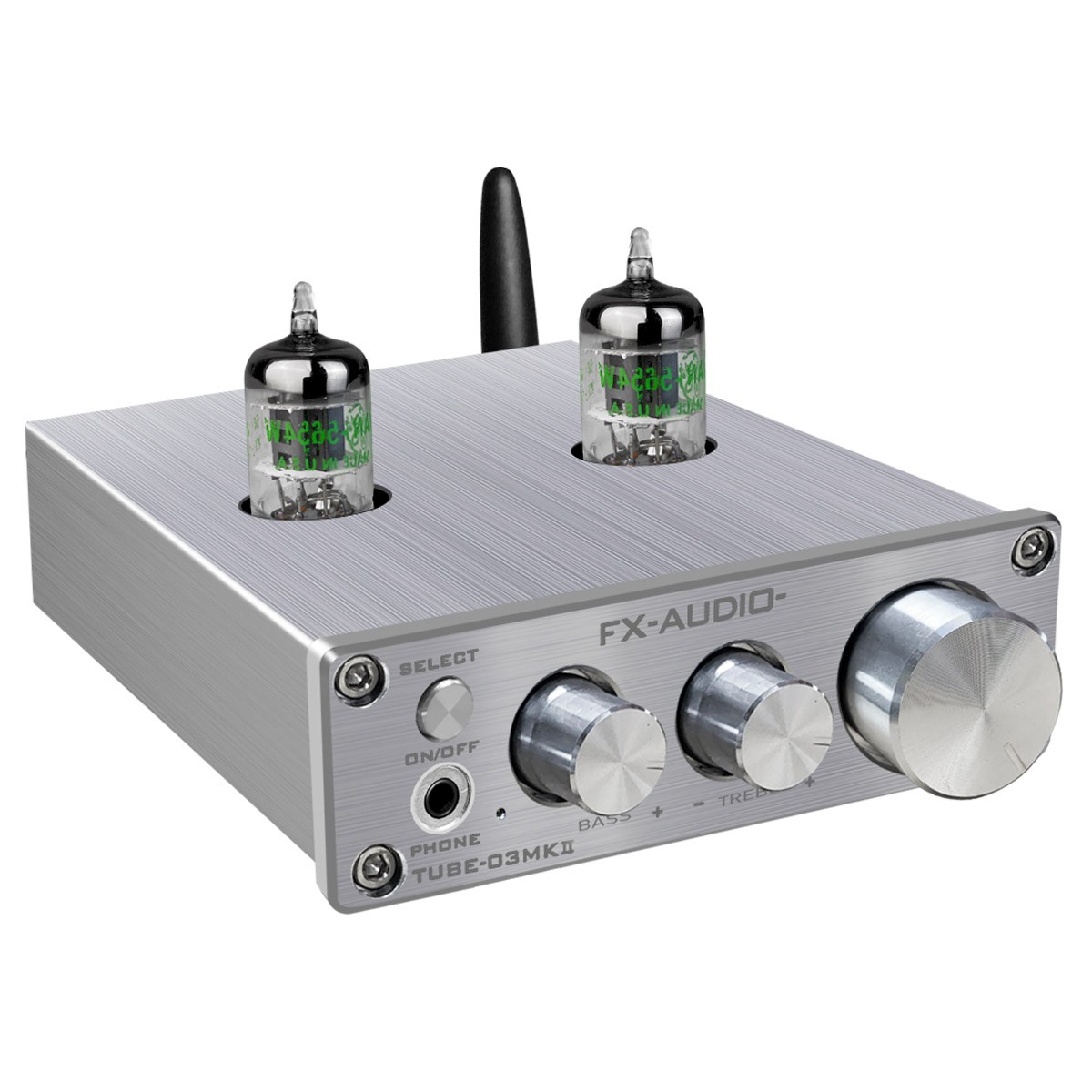 FX-AUDIO TUBE-03 MKII Préamplificateur à Tubes Stéréo 6K4 Bluetooth 5.0 Argent