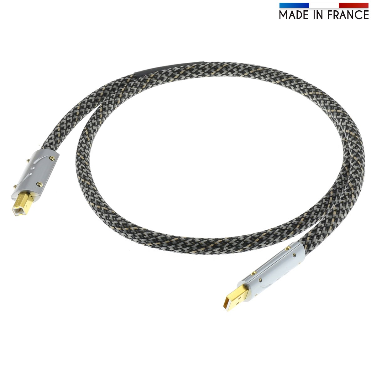AUDIOPHONICS PULSAR Male USB-A to Male USB-B Cable Silver / Gold Plated 0.75m
