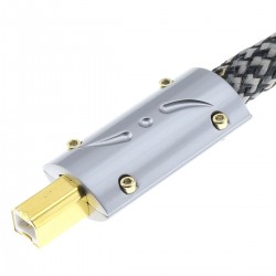 AUDIOPHONICS PULSAR Male USB-A to Male USB-B Cable Silver / Gold Plated 1.5m
