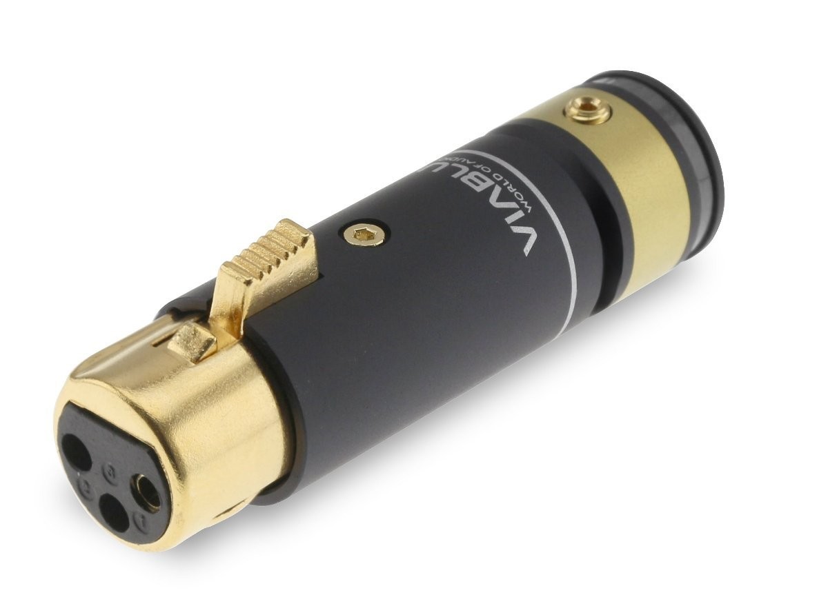 VIABLUE T6S XL Gold Plated 24k 3 Way FEMALE XLR Connector Ø12mm Black (Unit)