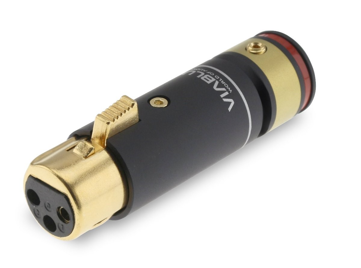 VIABLUE T6S XL Gold Plated 24k 3 Way Female XLR Connector Ø12mm Red (Unit)