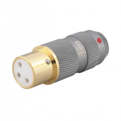 VIBORG XF-202G Connecteur XLR Femelle 3 Pôles Cuivre Pur Plaqué Argent / Or Ø11mm Rouge (Unité)