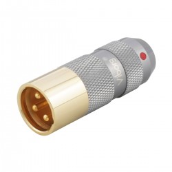 VIBORG XM-202G Connecteur XLR Mâle 3 Pôles Cuivre Pur Plaqué Argent / Or Ø11mm Rouge (Unité)