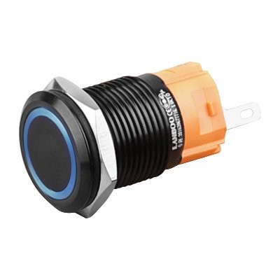 LB Interrupteur Aluminium avec Cercle Lumineux Bleu 250V Ø16mm Noir