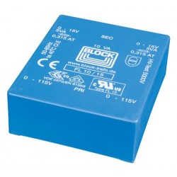 BLOCK Transformateur pour Circuits Imprimés 2x6V 2x833mA 10VA