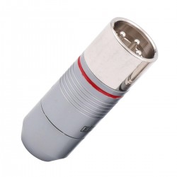 EIZZ EZ-205 Male 3 Poles XLR Connector PTFE Platinum Plated Ø9mm Red (Unit)