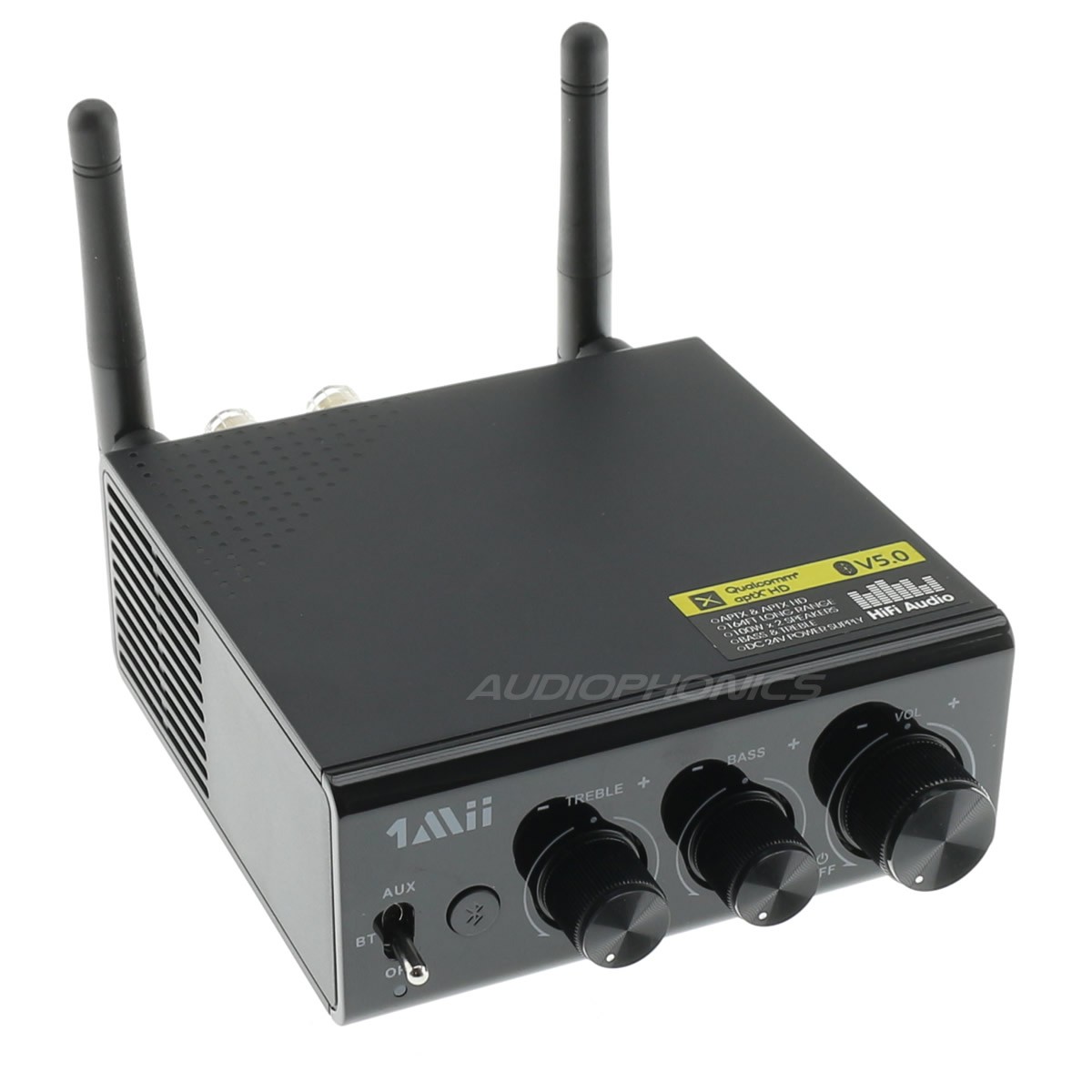 1MII B08S Amplificateur 2.1 Class D Récepteur Bluetooth 5.0 aptX HD QCC3034  2x50W / 4 Ohm - Audiophonics