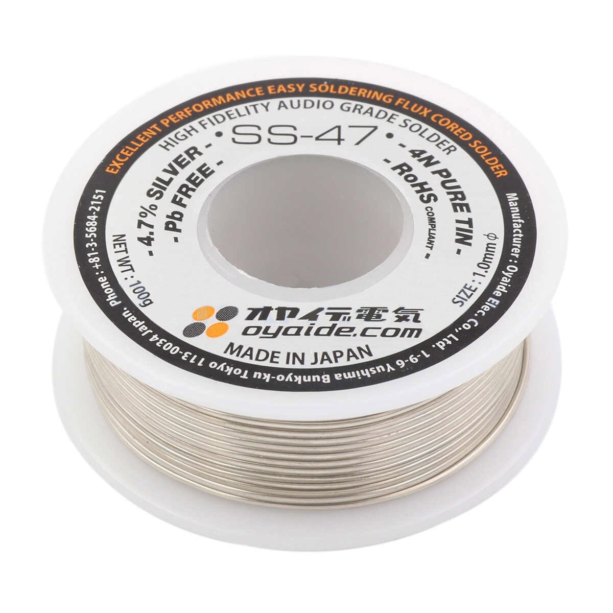 OYAIDE SS-47 Soldering Tin Silver 4.7% Copper 1.7% Flux 3.3% Ø1mm 50g