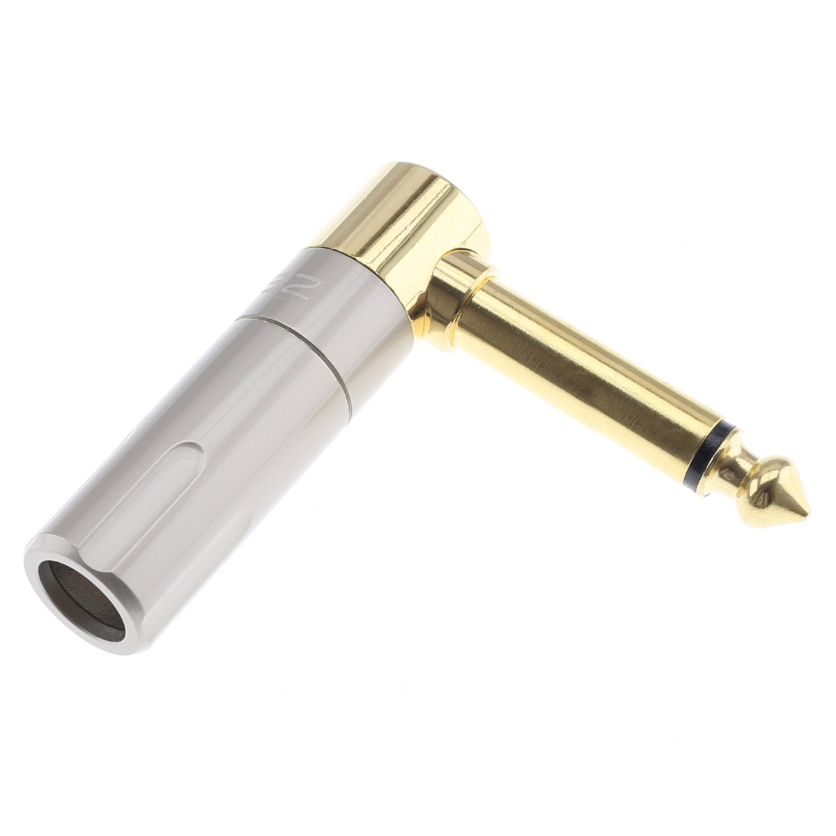 Jack 6.35mm Mono Connector Angled Gold Plated Ø8mm