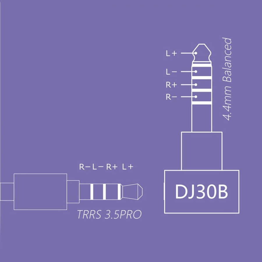 DD DJ30B Adaptateur Jack 3.5mm Symétrique Femelle vers Jack 4.4mm