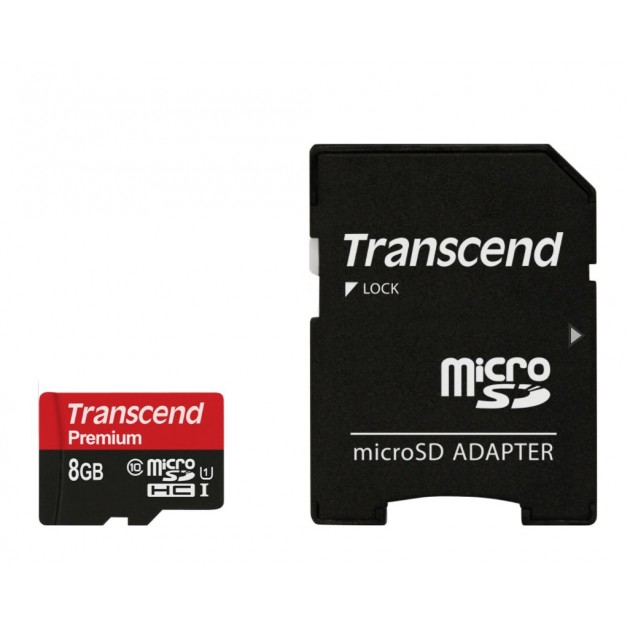 TRANSCEND Carte Mémoire Micro SDHC Class 10 8Gb + Adaptateur ...