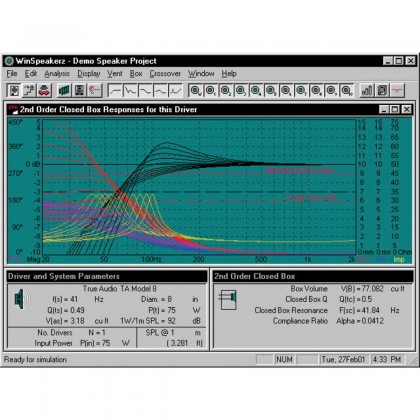 TRUE AUDIO WINSPEAKERZ Logiciel de Simulation pour Conception d'Enceintes