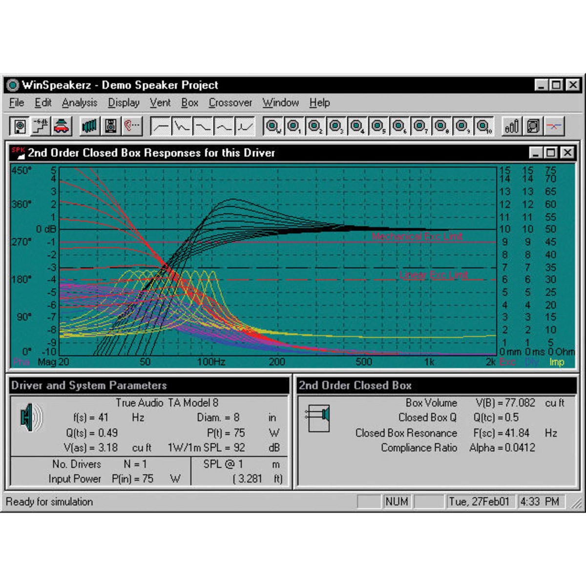 TRUE AUDIO WINSPEAKERZ Simulation Software for Speaker Design