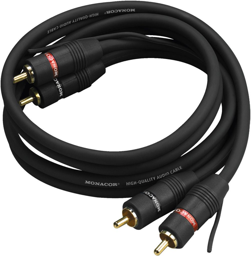 MONACOR Câble de Modulation RCA-RCA + Fil de masse 1.5m