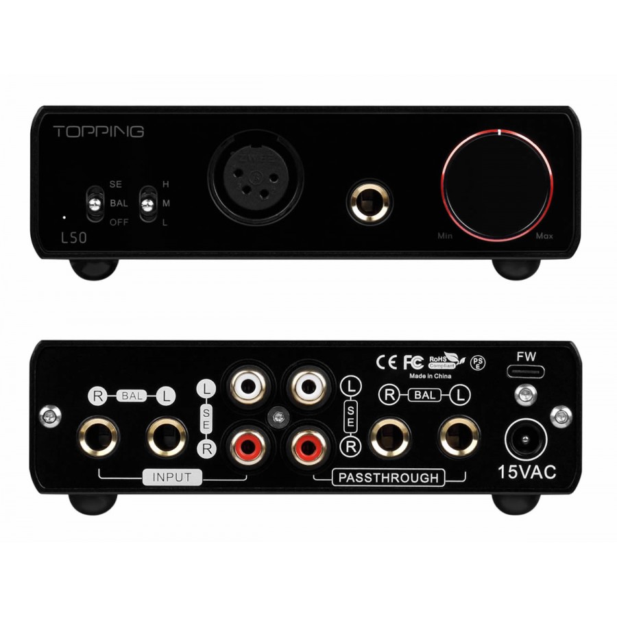 TOPPING L50 Balanced Headphone Amplifier NFCA Black Audiophonics