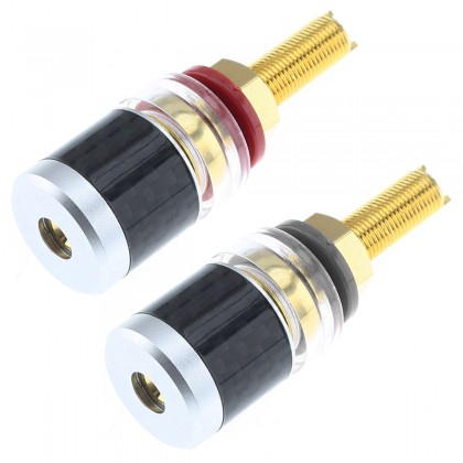 ELECAUDIO BP-207 Borniers isolés Carbone / Or 24K Ø5.5mm (la paire)