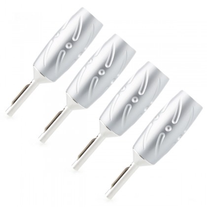 VIBORG VB402R Fiches Bananes Cuivre Pur Plaqué Cuivre OFC / Argent / Rhodium Ø9mm (Set x4)