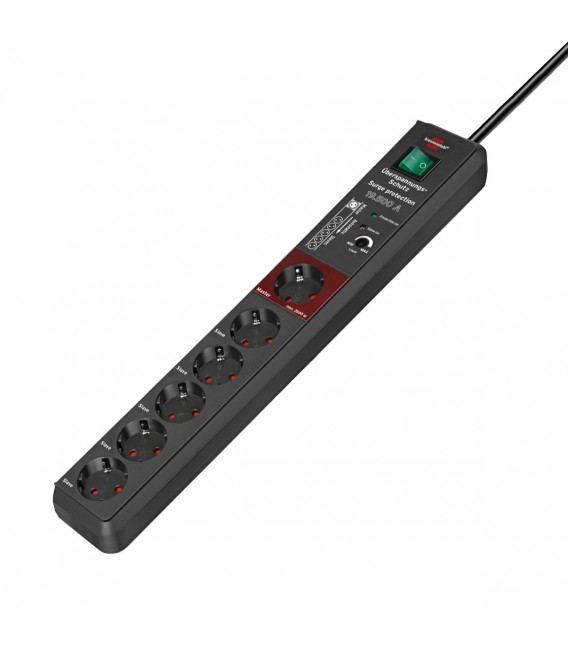 Master / Slave 1 + 5 Port Schuko Power Strip Black - Audiophonics