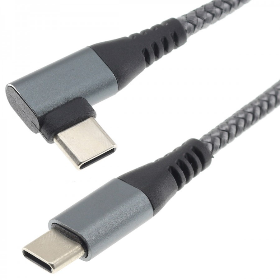Câble USB-C 2m 240W DeleyCON – Connecteur Coudé 90°, Charge Rapide PD 3.0 – Compatible IPhone, Galaxy, IPad, MacBook, PS5