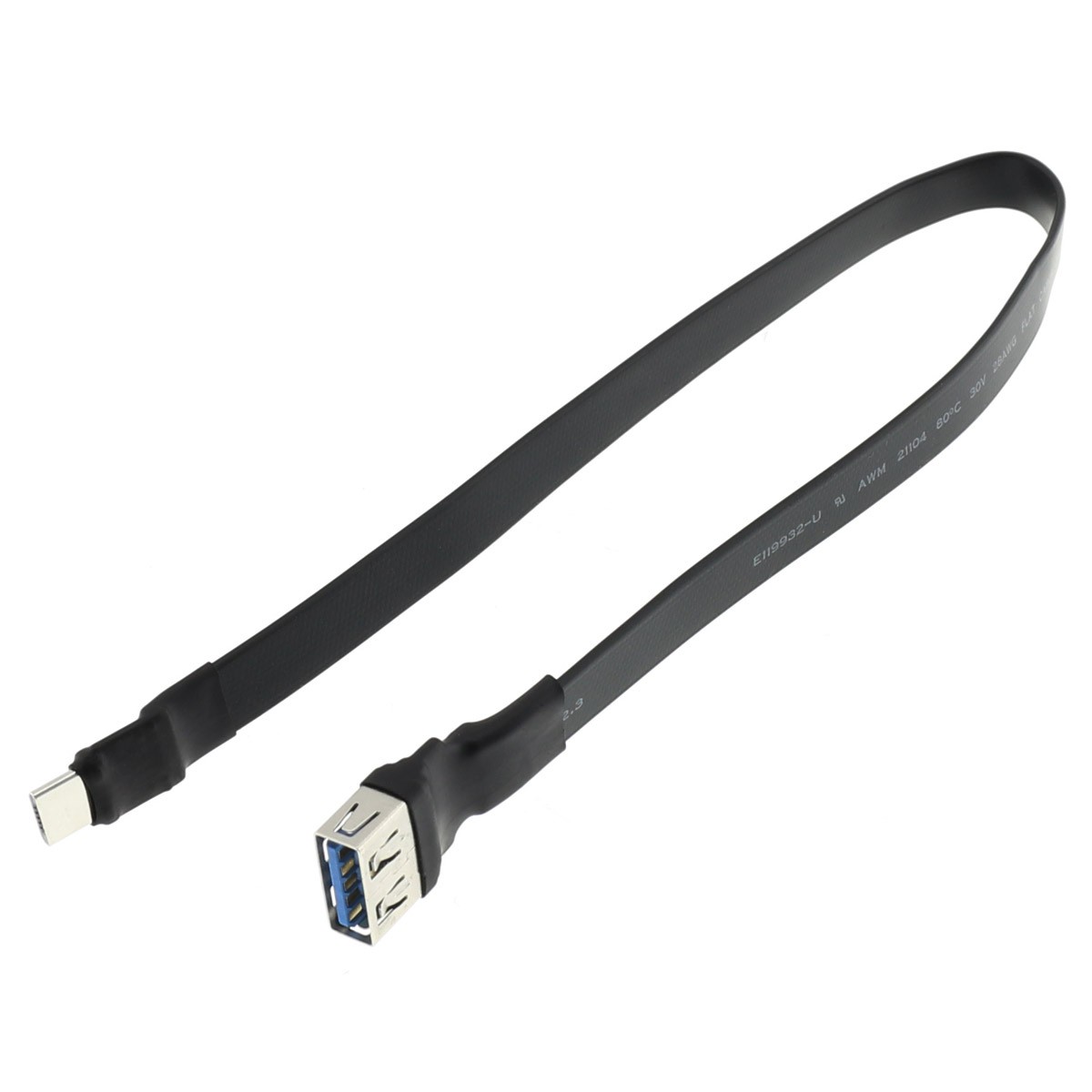 ADT-LINK Female USB-A to Male Micro USB Flat Cable 30cm