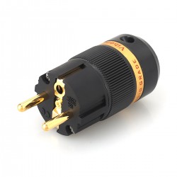 VIBORG VE501G Power Connector Schuko Gold Plated Pure Copper Ø19mm Black