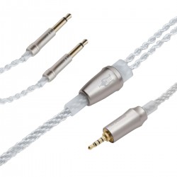 MEZE 99 SERIES UPGRADE Câble de Modulation Jack 2.5mm Symétrique vers 2x Jack 3.5mm Cuivre OFC Plaqué Argent 1.3m